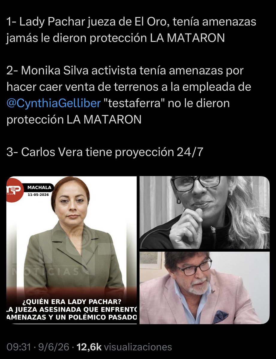 alexagacebo's tweet photo. Estamos cansados del régimen corrupto de Noboa. 
Ya son tres años que está gobernando el Ecuador 🇪🇨 y no vemos una obra que beneficie al pueblo ecuatoriano, solo vemos persecución a sus adversarios políticos. 
Por más estados de excepción, las muertes violentas no disminuyen, es más hace unos días as3s1nar0n a la activista Monika Silva, quien estaba denunciando varios casos de corrupción de gente cercana a este régimen, ella advirtió que tenía amenazas de muerte y el sistema no la ayudó, hoy seguimos esperando que se aclare, quién dio la orden de terminar con su vida. 
La lista es infinita de los casos de corrupción:

. Caso 93 hectáreas Santa Elena 
. Caso Porche
. Caso Blasti 
. Caso Cachorro 
. Caso Bellitec
. Caso Olón
• Caso Karpowership
• Caso PROGEN
• Caso ATM
. Caso Power Tech Consortium 
• Caso Healthbird
• Caso El Ordeño
• Caso Campo Sacha
• Caso PetroNoboa
• Caso Noboa Trading
• Caso Oleoducto de Crudos Pesados (OCP)
• Caso Negociados en el IESS
• Caso Chalecos de Cartón
• Caso Oceanbat
• Caso Compra de medios
• Caso Deudas en el SRI
• Caso Venta irregular de oro
. Caso viajes en avión socialista del presidente gringo Noboa 

Noboa tiene cooptado todo, justicia, CNE, TCE, Asamblea … 
Por eso y mucho más, la ciudadanía se está organizando para realizar la REVOCATORIA del mandato de Noboa