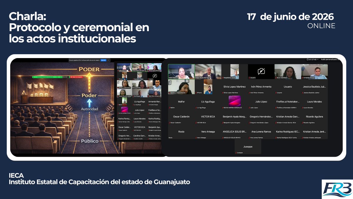 FelipeReyes_B's tweet photo. Tuve el gusto de compartir una charla dirigida a personal del IECA, en la que conversamos sobre la importancia del #protocolo y el #ceremonial en los #actos institucionales.
**
Si te interesa una charla similar para tu institución u organización, platiquemos. https://t.co/7A9MkXAeef