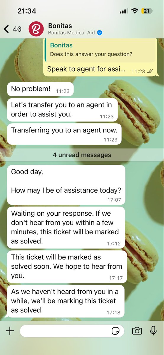 wolfwolfkids's tweet photo. @BonitasMedical See the response time on your Whatsapp line. This is utterly ridiculous. I get no answers from you, so today I had to physically phone a hospital to find out if we are still covered by them after the transition.What if it was an emergency and we were not covered there anymore? https://t.co/KVzGDwjGzU