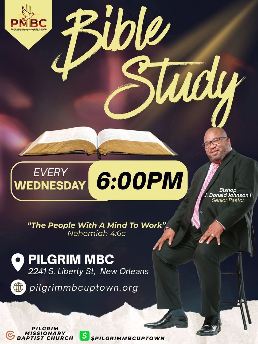 OverseerJD's tweet photo. Good Afternoon Family!!! Hope you are doing well on this Victorious Wednesday!!! I want to personally invite you and your's to Bible Study. Bring your Bible, Notebook and a pen and let's learn this Word together!!! Hope to see you at 6pm and bring somebody with you!!!! https://t.co/N2XD29OFjF