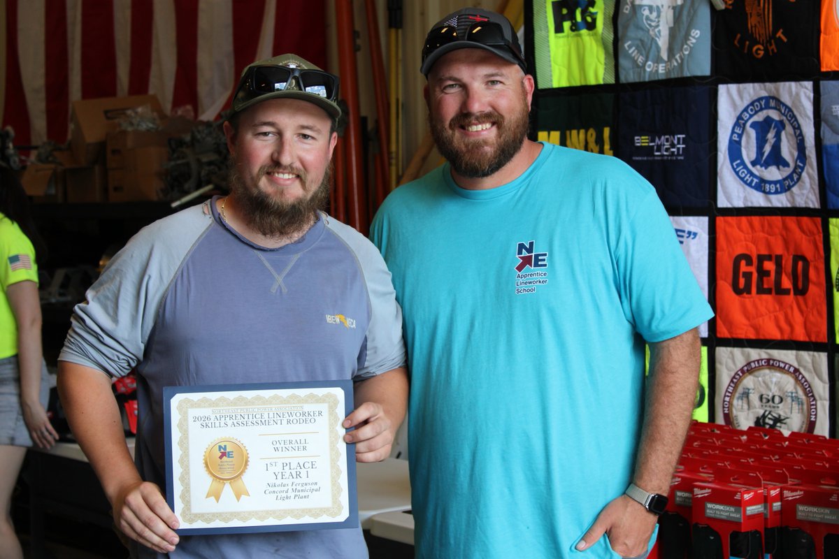 NEPPA_Littleton's tweet photo. 🏆 Congratulations to today's Apprentice #LineworkerRodeo winners!

⚡ Year 1
🥇 Nikolas Ferguson (Concord)
🥈 Kyle Amato (Shrewsbury)
🥉 Chad Relinski (Ipswich)

⚡ Year 4
🥇 Kyle Shadd (Unitil)
🥈 Gavin Duhamel (Littleton)
🥉 Matthew Beede (Middleton)

 💪🦺 #PublicPower https://t.co/MrY6bk0sVH
