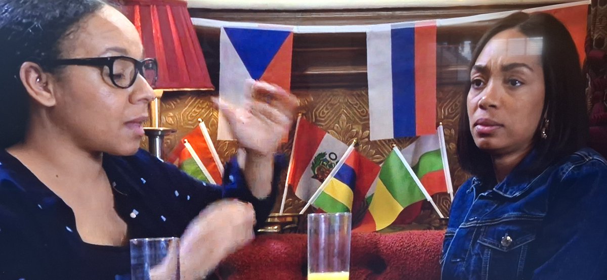 _boag's tweet photo. @FootballCliches there's a whole pod of material on the bunting and flags on display in tonight Eastenders! 👀 https://t.co/4Jk5KMNWcL