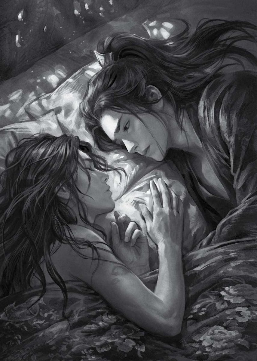 huskycatshizun's tweet photo. no but polish interior illustration for 2ha looks amazing so far... this art makes me want to cry... mo ran doesn't know how bad he has it for chu wanning yet our dumb little husky puppy 🐶 https://t.co/QkgRpPpcdh