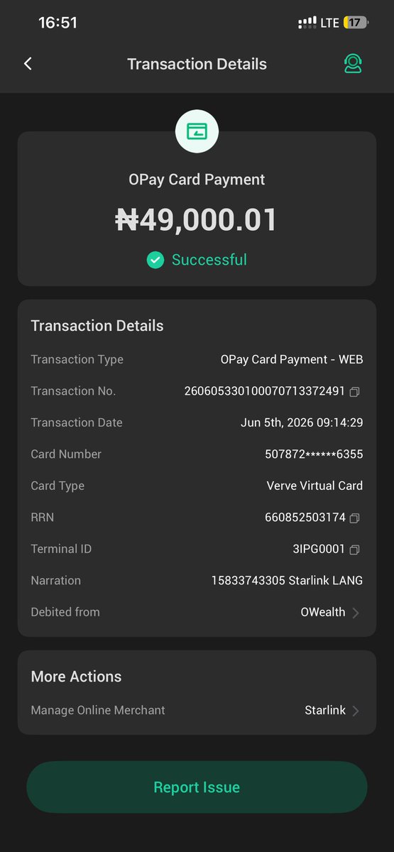 immysage's tweet photo. @Starlink Good day @Satrlink please can you help resolve a failed billing payment that went through from my card issuer but failed on your side. Please help https://t.co/cZGjVZP7xm