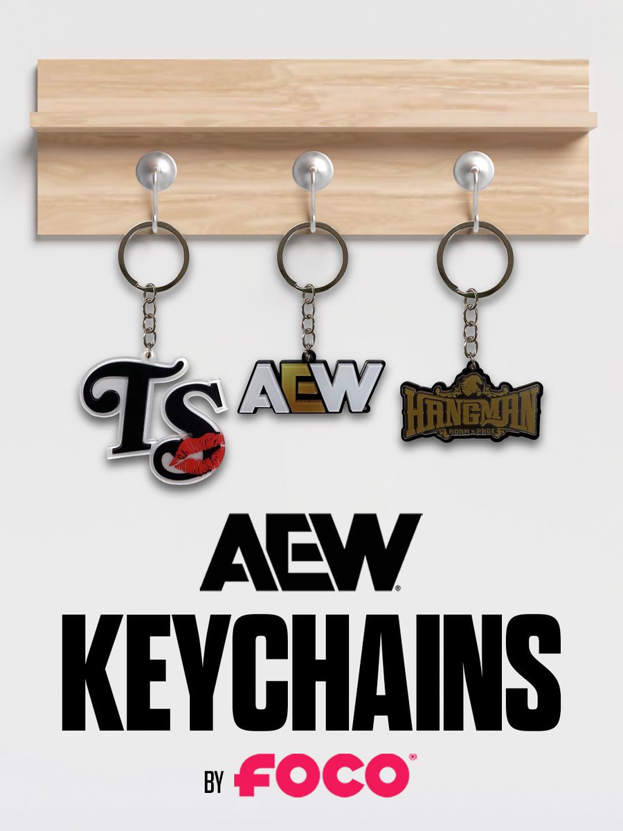 ShopAEW's tweet photo. Represent Where The Best Wrestle everywhere you go! 
These @aew Keychains by @FOCOusa.

🔑https://t.co/3OBSGbQTBB https://t.co/PWlqyR80xy