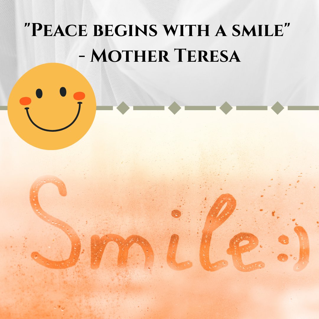 Goldentimes_1's tweet photo. "Peace begins with a smile" - Mother Teresa #smile #positiveattitude #love #happy #joy #qotd https://t.co/9rVI7yqL1s