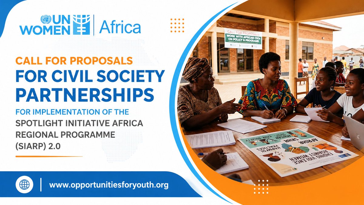 opportunitiesfy's tweet photo. 🌍🚺 UN Women SIARP 2.0 Grants 2026
💰 Up to $548,000 available
 🌍For African CSOs, WROs, youth-led networks &amp; non-profits
 📈27-month implementation period
 🤝Regional &amp; continental impact opportunities
📅 27 July 2026
🔗 https://t.co/GI1s326NB5
#UNWomen #GrantOpportunity https://t.co/3TJKcd8b8W