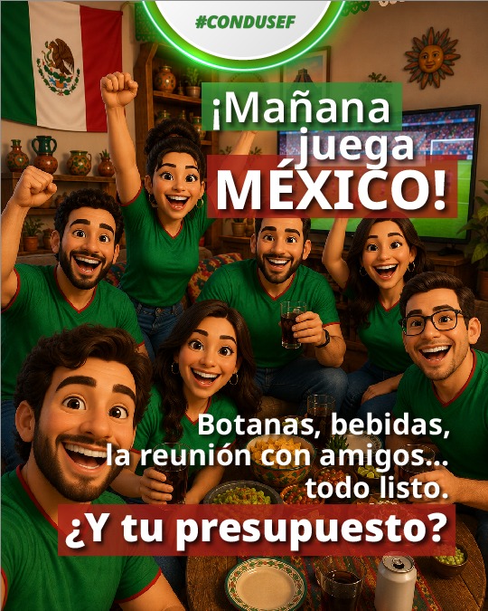 CondusefMX's tweet photo. 📺🍿 Disfruta cada partido sin descuidar tu bolsillo. 

💡 #ConduTip: Antes de reunirte con familiares o amigos, define cuánto puedes gastar y respeta ese presupuesto.

⚽️¡Haz que el único gol sea el de tu equipo y no uno a tus finanzas! 💰

#BienestarFinanciero #CONDUSEF https://t.co/peP9IsGiVo