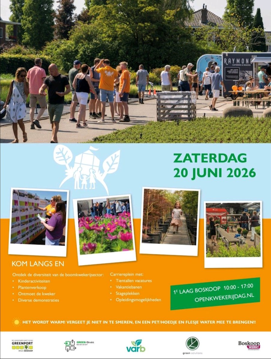 teamagronl's tweet photo. De 15e editie van de Open Kwekerijdag 🌿🌳🪴 in Boskoop vindt plaats op zaterdag 20 juni 2026 van 10 tot 17 uur.

Het gratis toegankelijke evenement is voor jong en oud geschikt!

ℹ️ https://t.co/pL8crbshS3 https://t.co/YygltdoCIV