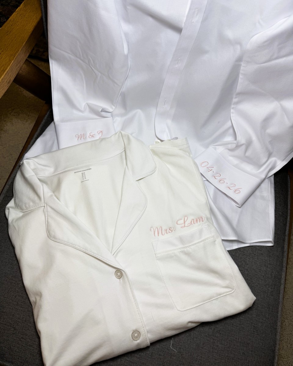 S_RockCustom's tweet photo. Bridal embroidery for your getting-ready wardrobe—and matching embroidery for your husband to-be. 🤍
#bridalembroidery #bridalrobes #matchingembroidery #weddingprep #bride #customembroidery #weddingday #personalized #bookearly #phillybride #buckscountybride #norushorders https://t.co/09p5perUjo