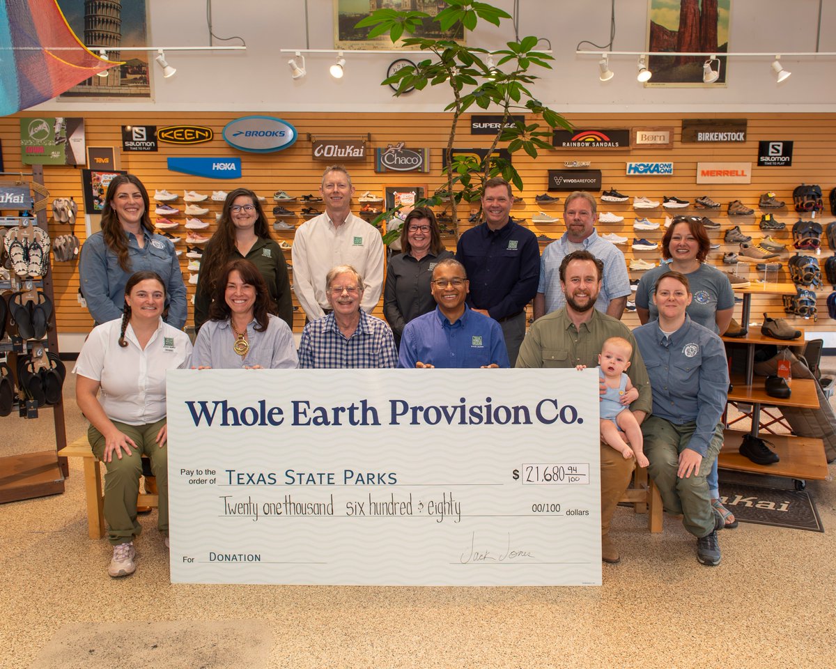 TPWDparks's tweet photo. For over the past 15 years, @WholeEarthProv has raised and donated $353,904 to support Texas State Parks.

Their support helps raise awareness of our park system while providing real benefits that directly impact visitors and enrich every park experience.

Thank you Whole Earth! https://t.co/Y1DbGIkJ5M