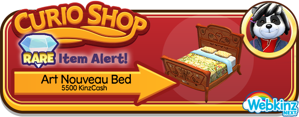 webkinz's tweet photo. #NextRareItemAlert! Visit the Webkinz Next Curio Shop from now until 7pm EST for the Art Nouveau Bed. https://t.co/DOFJ2HFA64