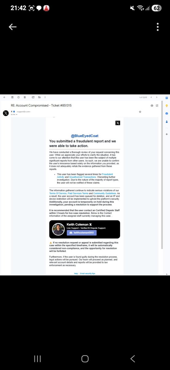 FaceofBoeBlue's tweet photo. //Guys, I just got scammed... someone said they reported me for phising and said I should talk on discord to the screenshot on the right and when I started asking questions they disappeared https://t.co/9NEXfIRaEB