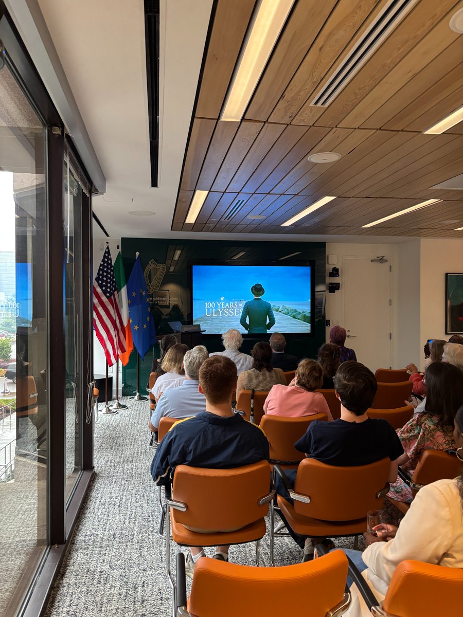 IrelandAtlanta's tweet photo. Wonderful evening yesterday celebrating Bloomsday.
Guests enjoyed a screening of 100 Years of Ulysses, a performance from Gateway Performances, and remarks from Prof. Jim Flannery. Thank you to everyone who joined us and made it such a special evening. https://t.co/xJ88OdU8Ph