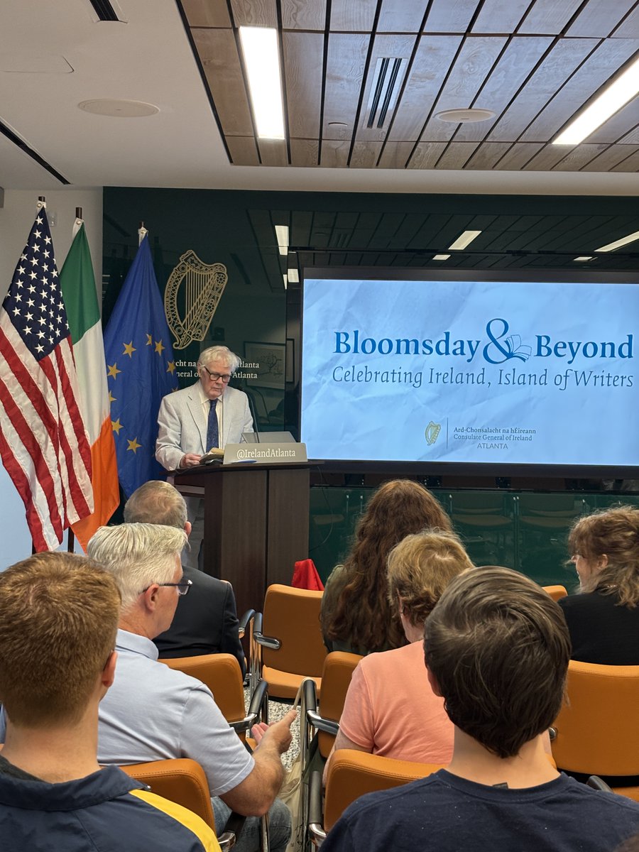 IrelandAtlanta's tweet photo. Wonderful evening yesterday celebrating Bloomsday.
Guests enjoyed a screening of 100 Years of Ulysses, a performance from Gateway Performances, and remarks from Prof. Jim Flannery. Thank you to everyone who joined us and made it such a special evening. https://t.co/xJ88OdU8Ph