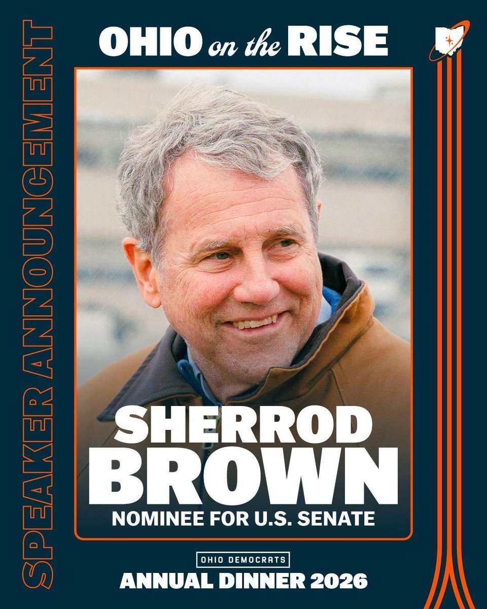 OHDems's tweet photo. 🚨@sherrodbrown will be joining our Ohio on the Rise dinner on August 1 AND individual tickets are now on sale! You won't want to miss this packed evening as we talk about the importance of electing leaders who will lower costs and take on corruption.

https://t.co/u5gqpbKnCe https://t.co/hdwVRj2LwD