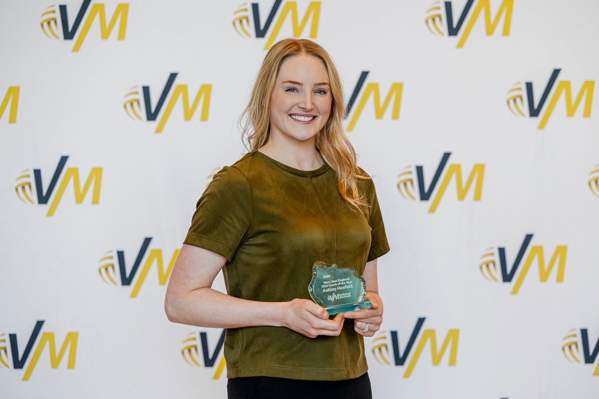 BUBobcats's tweet photo. The 🅰️ stands for AWESOME!💙💛

Congratulations to longtime Bobcat women's volleyball assistant coach Ashley Hosfeld on being honoured recently with @vballmanitoba’s Mary Jean England Elite Coach of the Year Award.
 
Well done, coach Hosfeld!🫶🏐 https://t.co/olpqf7vz0R