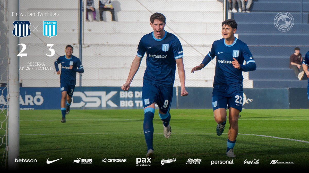 RacingClub's tweet photo. ¡GANÓOOOOOO LA RESERVA Y ESTÁ EN CUARTOS DE FINAL! 🩵👊🏻

Con un doblete de Leandro Milito y un tanto de Samir Meza, La Academia lo peleó hasta el final y le ganó 3 a 2 a Talleres como visitante. El equipo de Sebastián Romero aseguró su lugar en los playoffs y espera por su rival, que se definirá mañana.