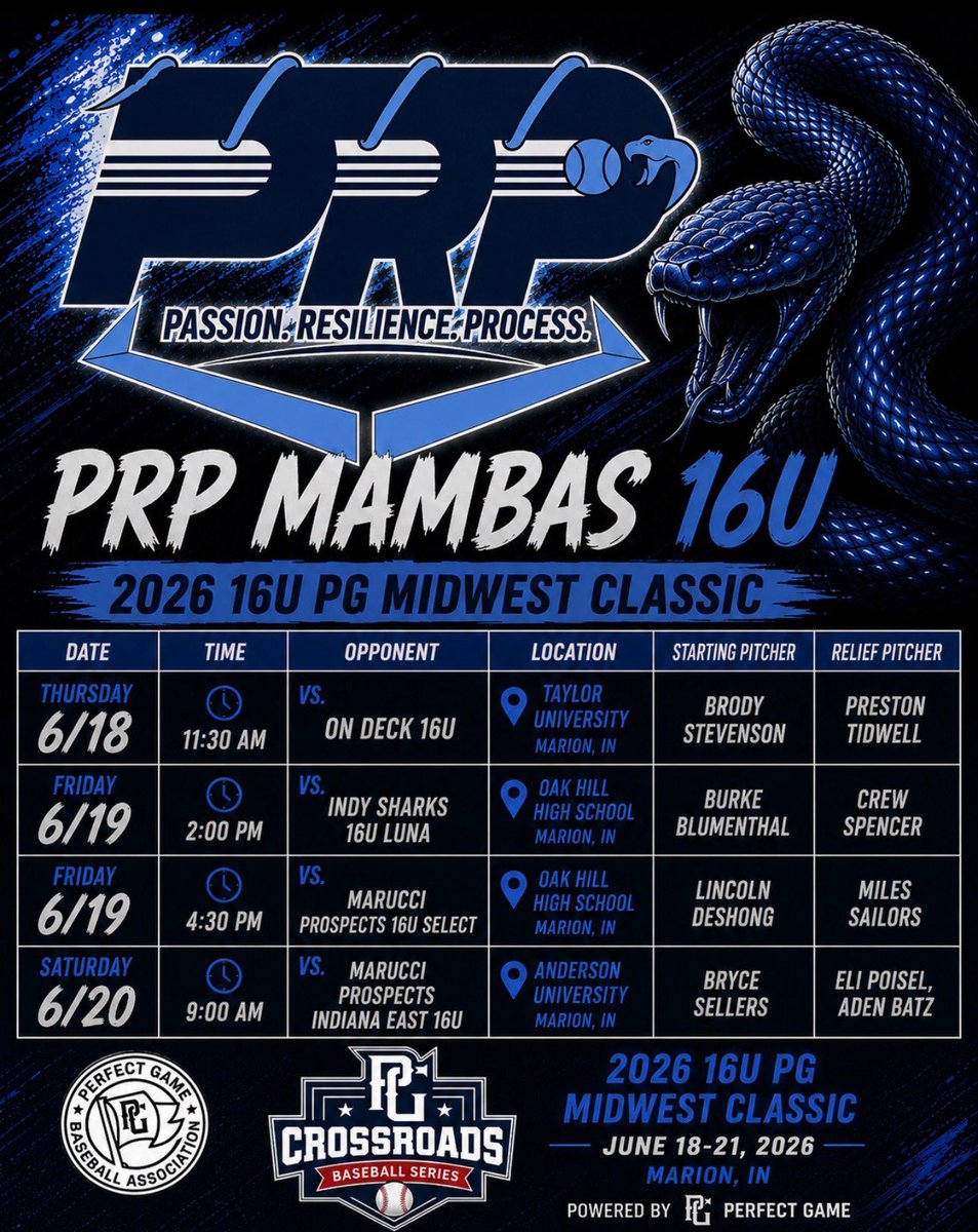 PRPMambas2028's tweet photo. Mambas are back on the field starting Thursday for the @PG_Tourney Midwest Classic

Excited to play on a couple beautiful college campuses and a great high school field. 

@taylorbaseball @AURavensBSB @CoachEdwards15 https://t.co/kmpqfmrPiP