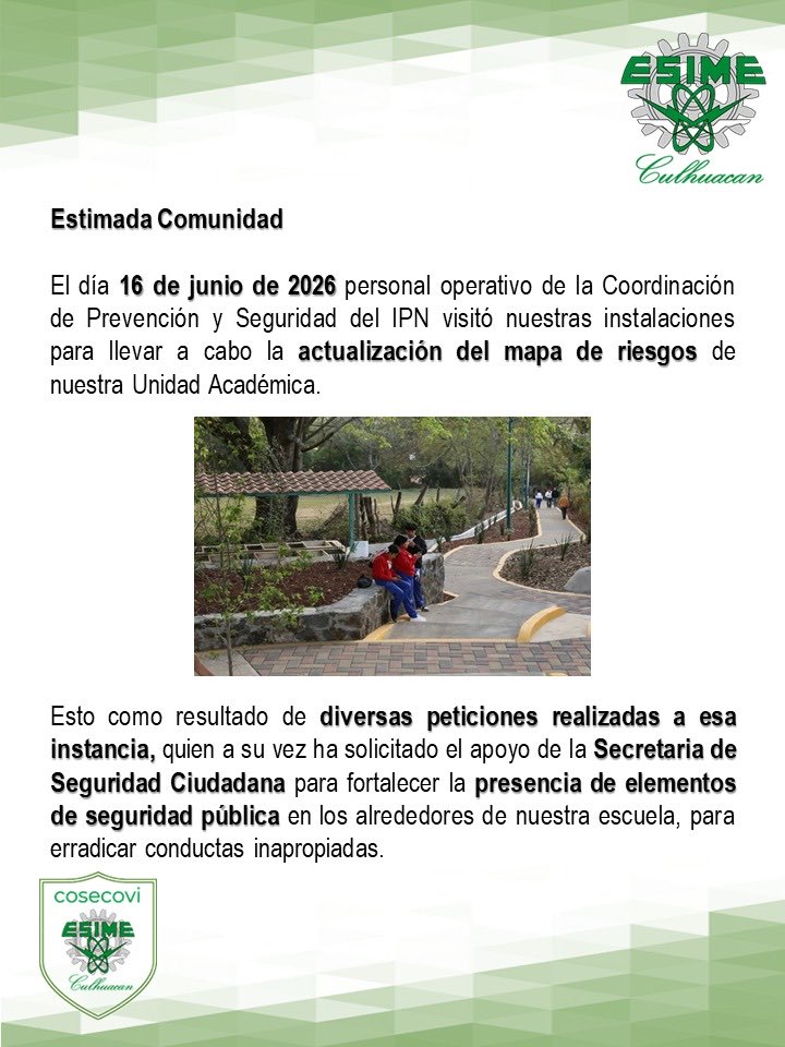 ESIMECulhuacan's tweet photo. https://t.co/k6pkuRk0Gb