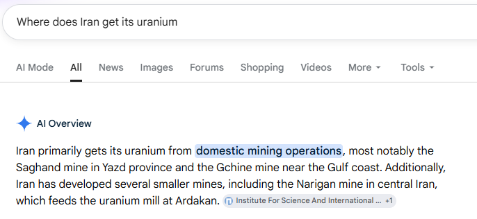 DegreedMet's tweet photo. @WarClandestine Hey ClandestineKremlinLiar. Did you not know that Iran gets most of its Uranium internnally from its domestic Uranium mines? You Ruski bots get dumber abd dumber every day. https://t.co/XLz1ALHd4j