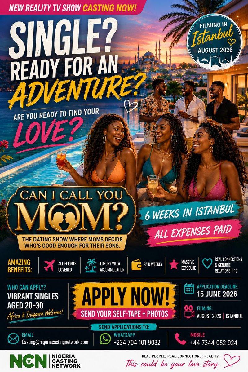 Lagos360_'s tweet photo. SINGLE? READY FOR AN ADVENTURE? 

Your next great love story could begin in Istanbul! 🇹🇷

Are you a vibrant single aged 20–30 looking for genuine connections, unforgettable experiences, and the chance to find love on a brand-new reality TV show? https://t.co/rDrPhNSfnw