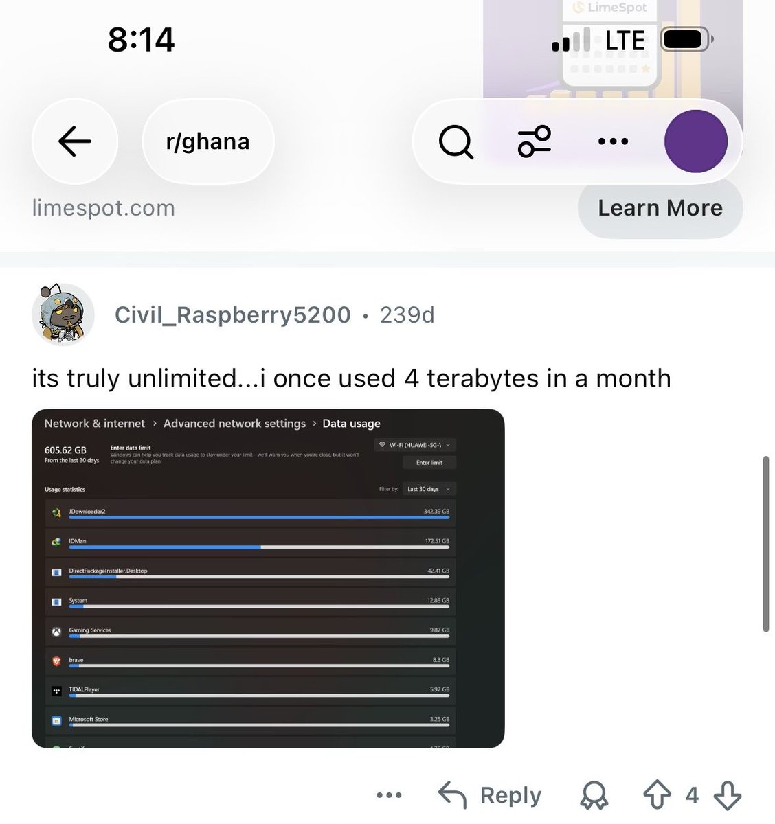 yehowar's tweet photo. @Thornnie8 @tysonphotoo nahh,that capped thing used to be for the standard/no expiry one,and even that i doubt it works anymore 

but for the ones labeled “MTN FIBRE UNLIMITED” it really is unlimited no matter what,i use it all the time 

i dont have my usage data but people on reddit show theirs https://t.co/XizZCrOHO0