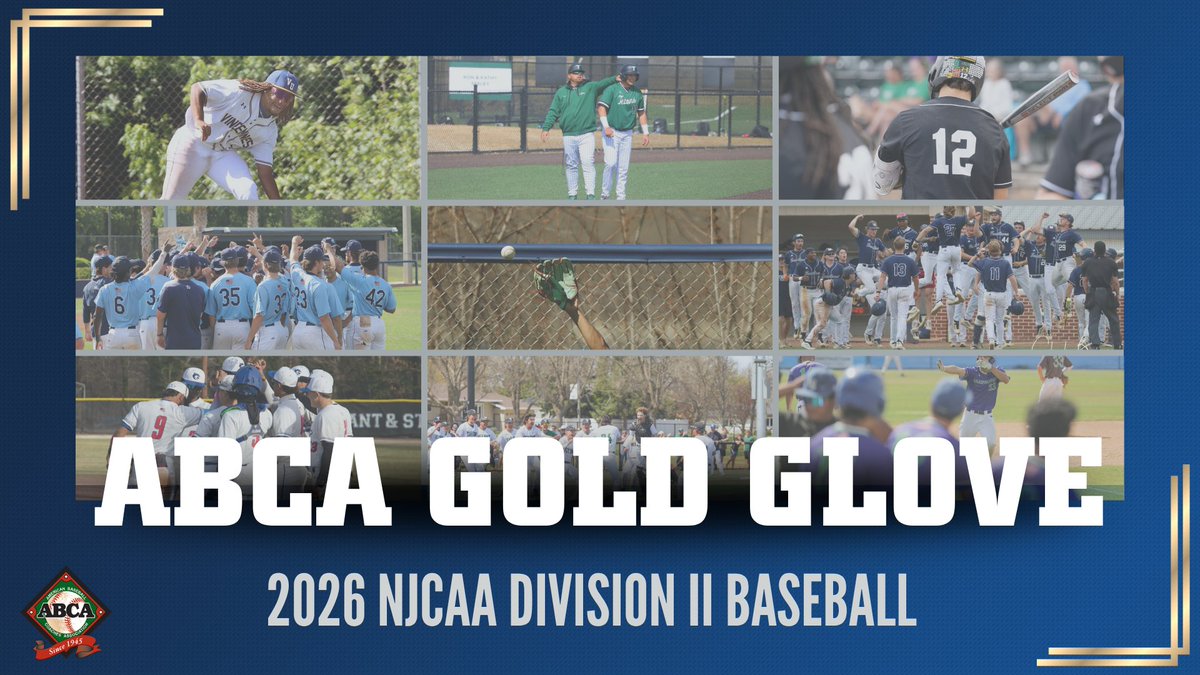 NJCAABaseball's tweet photo. The web gems. The diving catches. The game-saving playsโพ๏ธ
The 2026 ABCA Gold Glove Awards honor the best defensive players in #NJCAABaseball DII.
Congratulations to this year's winners for proving that every out matters!
Full listโคต๏ธ
https://t.co/9qtyUlTcFz https://t.co/CIP6ZtK6Nm
