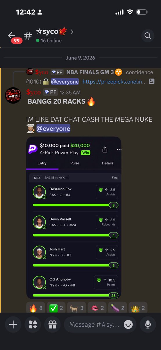 sycopix's tweet photo. been inactive on here but i made a new discord! no cost and free 
#prizepicks #nba #mlb #sportsbetting 
https://t.co/AnftCl5Gj9 https://t.co/w9vxWX6JJ1