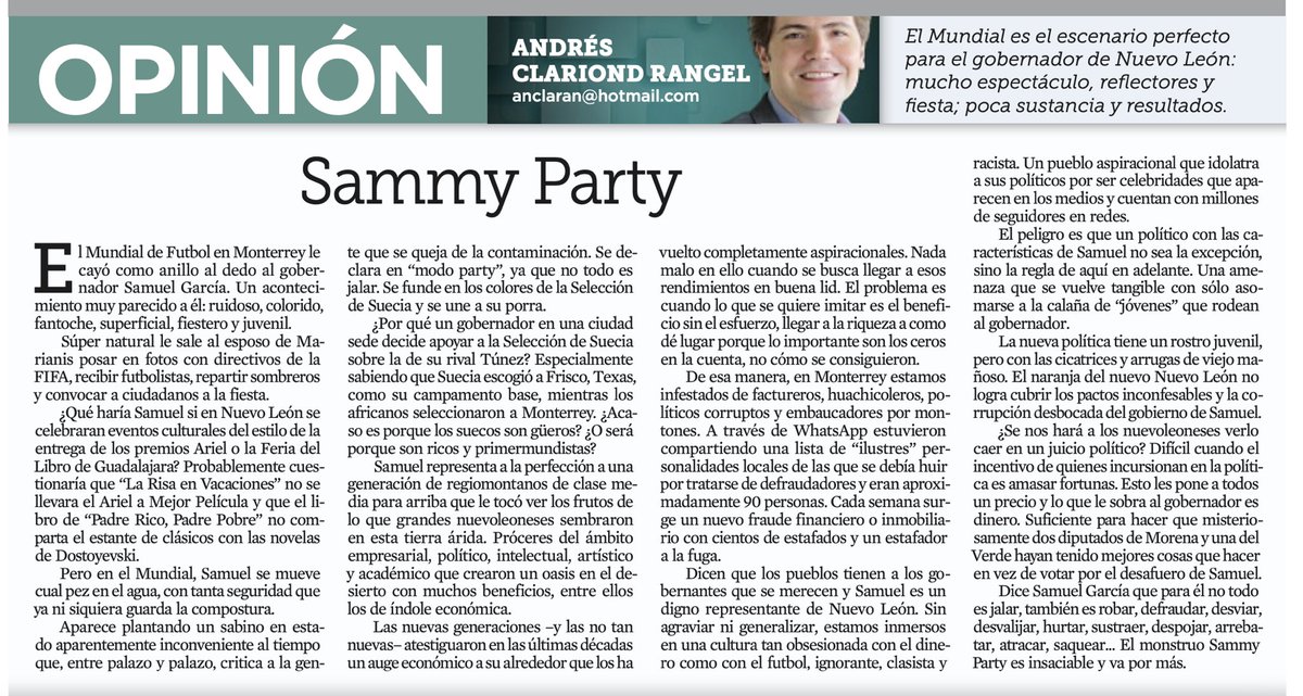 Anclaran's tweet photo. Dice Samuel García que para él no todo es jalar, también es robar, defraudar, desviar, desvalijar, hurtar, sustraer, despojar, arrebatar, atracar, saquear... 

El monstruo Sammy Party es insaciable y va por más. https://t.co/IqlMTGU9at