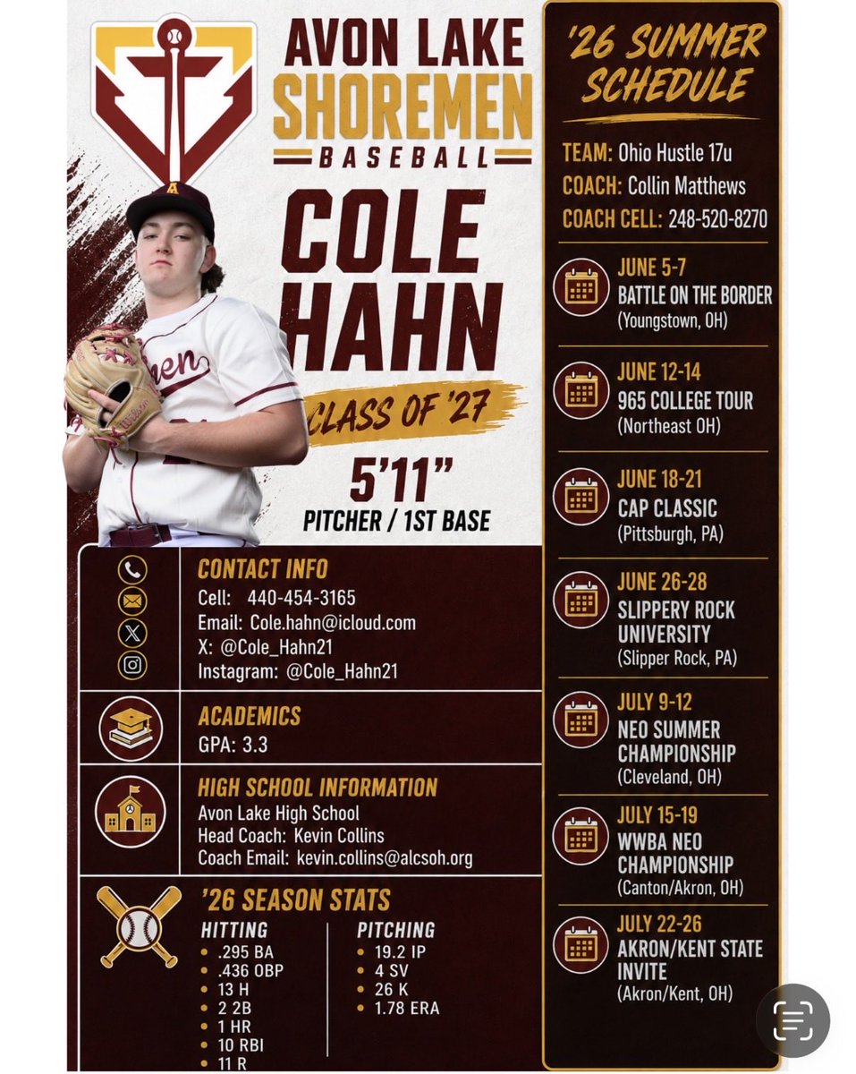 Cole_Hahn21's tweet photo. Finished my junior season by receiving Honorable Mention All-SWC.  Looking forward to continuing to compete with my Ohio Hustle teammates this summer.

@shoremenbats @biosportathlete @ohio_hustle https://t.co/OjFaug6tpD