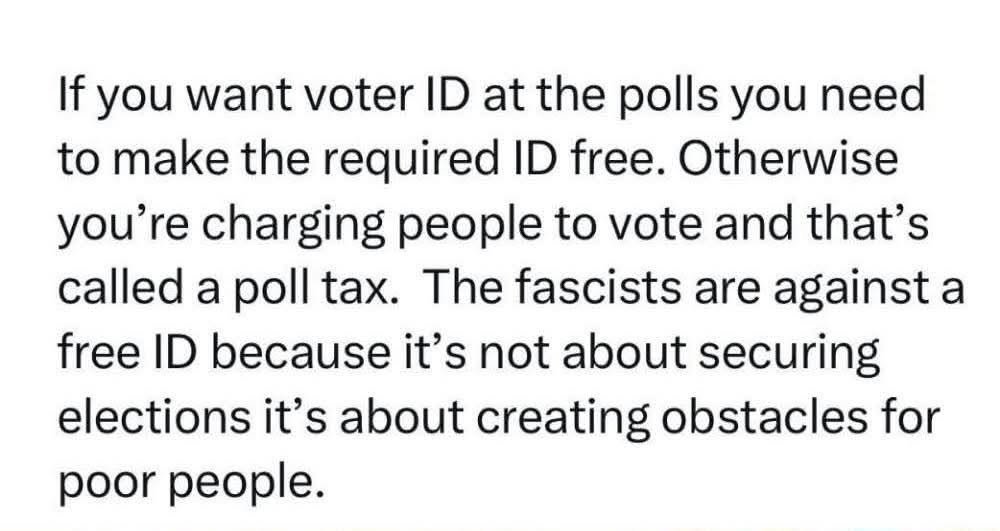 JamesTate121's tweet photo. Save act is a poll tax. Republicans know they will be crushed in November and want to make it harder to vote. That is the truth. 💯 https://t.co/jMStCFMmAh