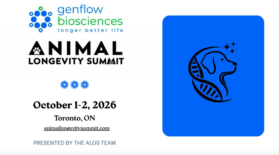 GenflowBioIR's tweet photo. 📣 Genflow will present results from its SLAB study at the Animal Longevity Summit 2026.

The data will highlight progress from Genflow's veterinary longevity programme and its SIRT6 gene therapy approach.

For the full release, see Genflow's profile on the London Stock Exchange. https://t.co/dixV9MXWaG