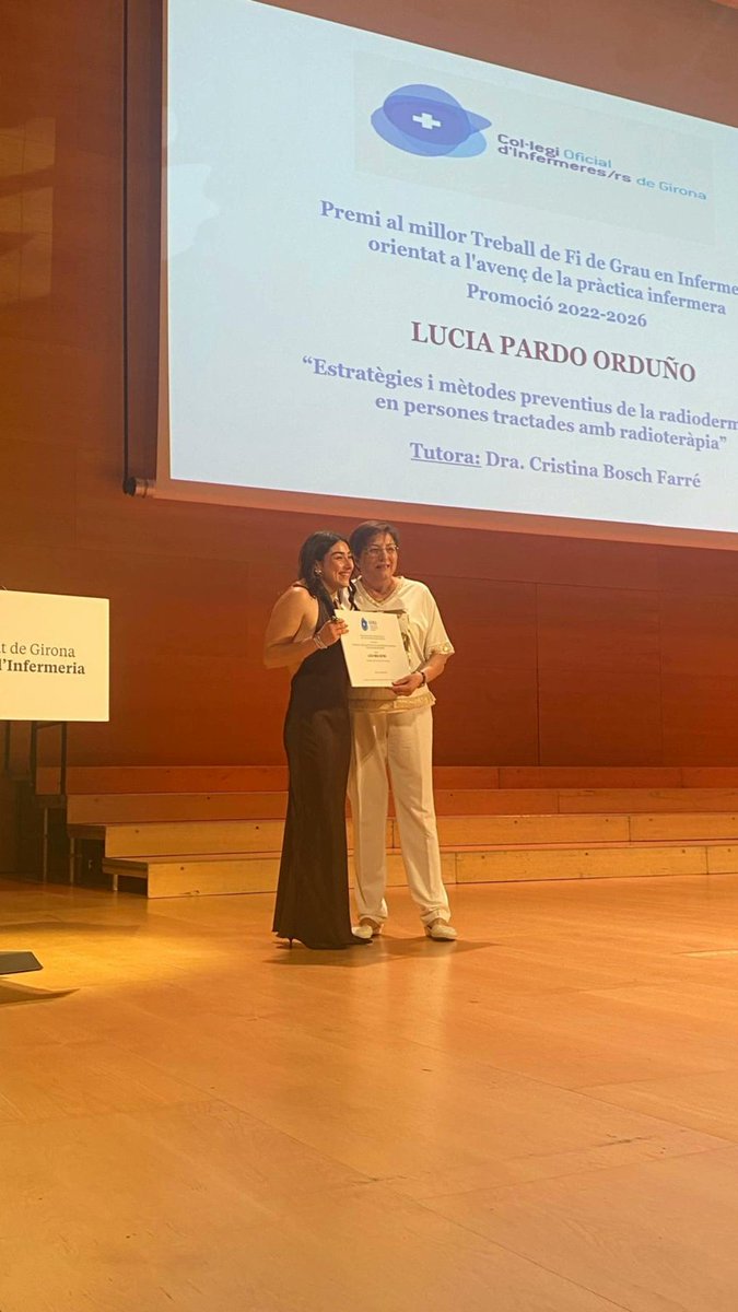 COIGIrona's tweet photo. 🏆 Lliurats els reconeixements al millor TFG en Infermeria orientat a l’avenç de la pràctica infermera

🏅 Premi: Lucia Pardo
🥈 1r accèssit: Clara Llinàs
🥉 2n accèssit: Júlia Artigas 

Talent i ecerca que contribueixen a fer avançar la professió infermera. 👏 https://t.co/Z819ffYuRS