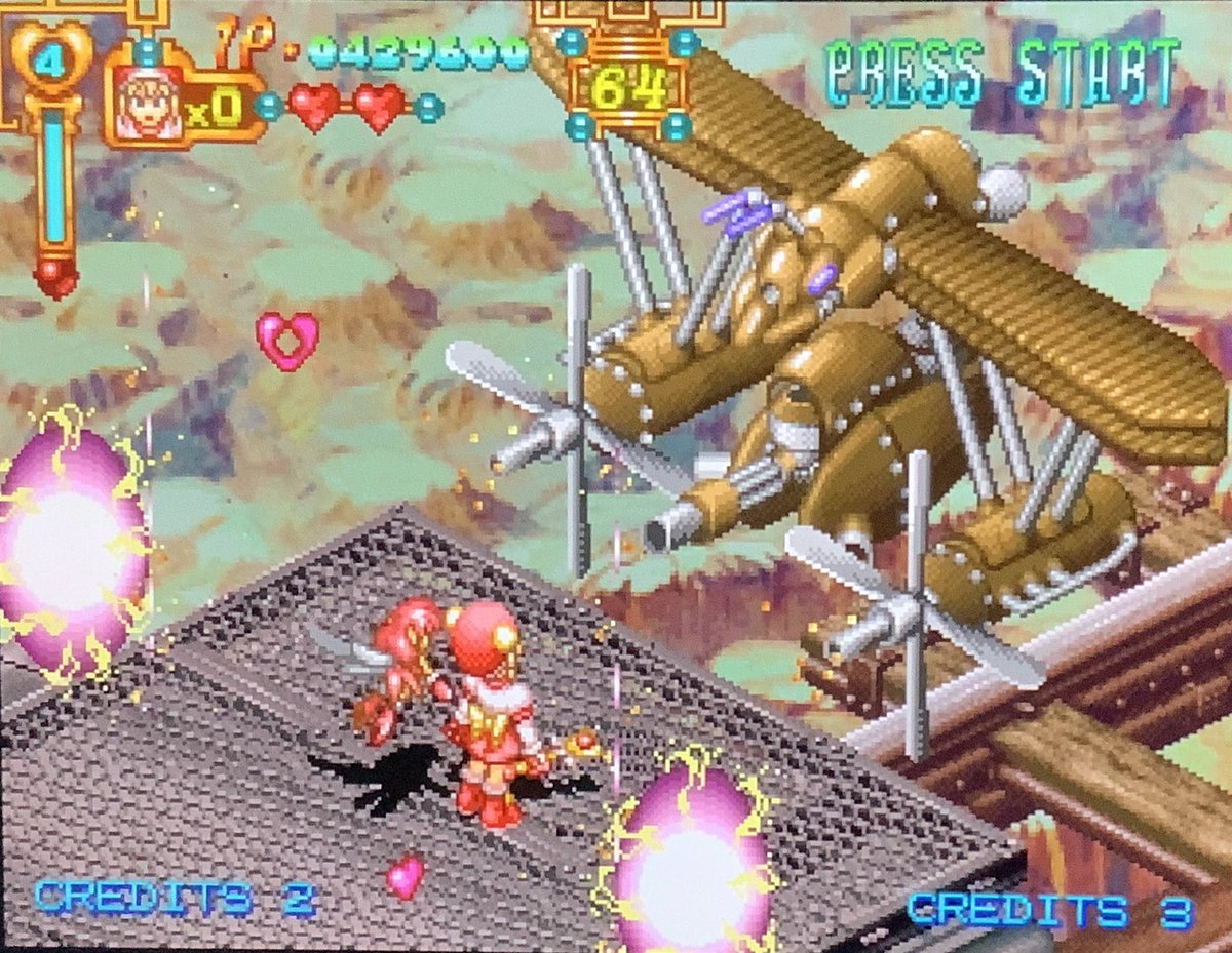 bibresin's tweet photo. SS「プリクラ大作戦」を遊ぶ。アーケードゲームの移植だったのね。クォータービューのSTGぽい。全6面のうち4面で終了。ビューポイントやりたくなってきた
©︎ATLUS https://t.co/9uTqspyFu4