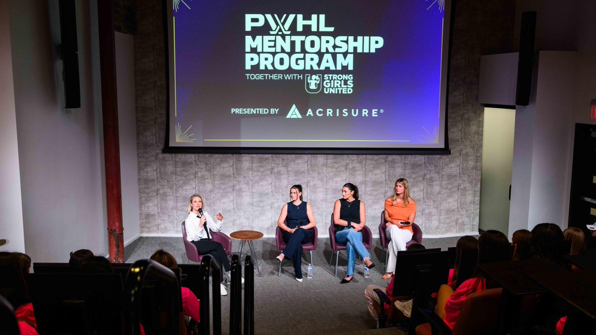 thepwhlofficial's tweet photo. Building connections beyond the rink 🫶

The PWHL Mentorship Program hosted 100 local Detroit area girls before the Draft, in partnership with Strong Girls United and presented by @Acrisure, for an inspiring experience centered on confidence, leadership, and connection. https://t.co/P1xTOPswr9