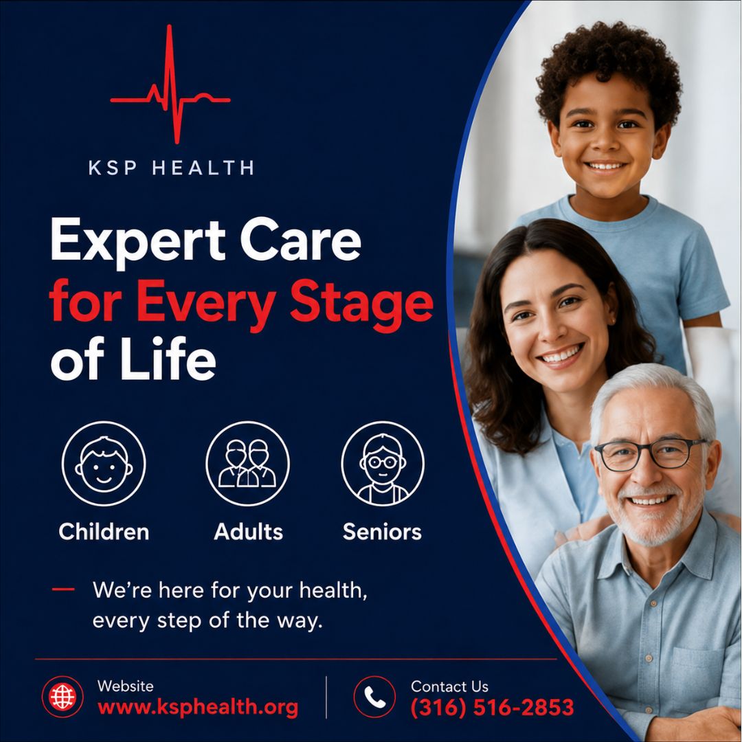 KSPHealth's tweet photo. Exceptional medical care at every stage of life | #KSPHealth

From routine #health check-ups for children to preventive care for adults and medical services for seniors

We are with you at every stage of your health journey.

🌐 https://t.co/L3znueJxWS
📞 (316) 516-2853 https://t.co/MBcnm8KVuo
