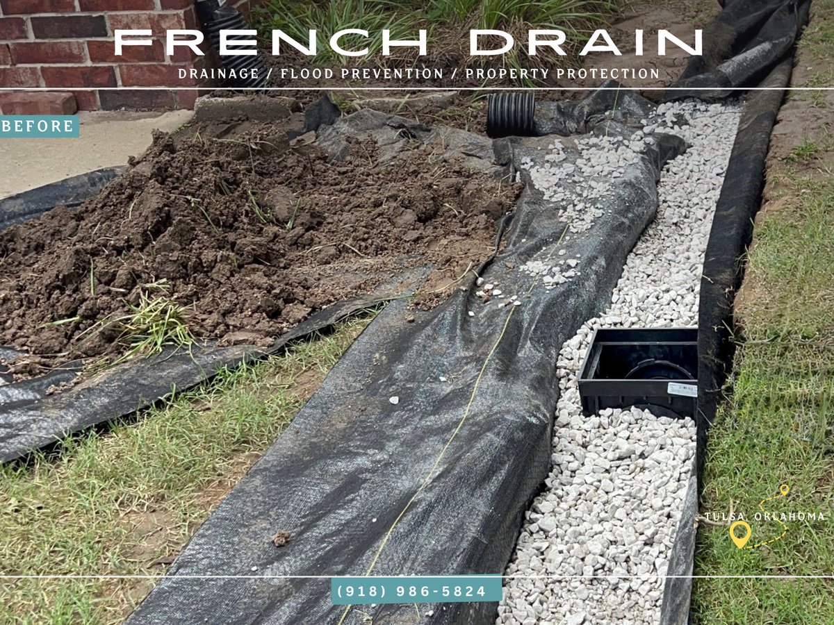 Aguilarbrothers's tweet photo. French Drain Project Successfully Completed. 

#drainage #flood #flooding #tulsa #southtulsa #usa #frenchdrain #Oklahoma https://t.co/l8yccEYUc7
