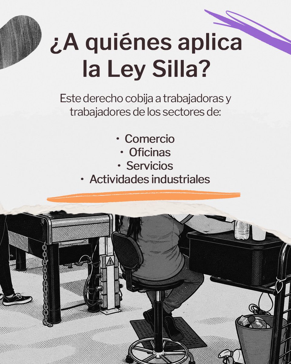 Pat_MercadoC's tweet photo. Hace un año que entró en vigor la #LeySilla en beneficio de la salud de las trabajadoras y los trabajadores.

Recordemos lo que significa y dónde podemos denunciar los lugares que no están cumpliendo con esta disposición.

1/2 https://t.co/ztY2qpC0PL