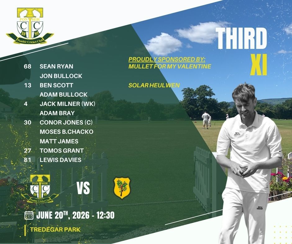 PonthirCricket's tweet photo. The 4 league sides that represent us this week, with the 1sts away @CreigiauCC , 2nds host @UskCC1857 3rds. The 3rds home ground this week is Tredegar Park,  as they welcome @mountainashcc , and the 4ths nake the short trip to play @MalpasCricket 3rds https://t.co/fP2d8SdotW