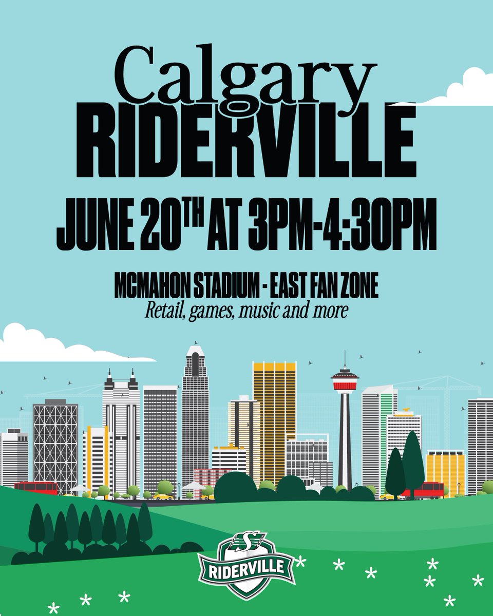 sskroughriders's tweet photo. Green won’t be hard to find in Calgary this weekend!
 
Stop by the East Fan Zone at McMahon Stadium starting at 3pm till 4:30pm for games, music, retail merch, and more! https://t.co/wNf8Jcqwyp