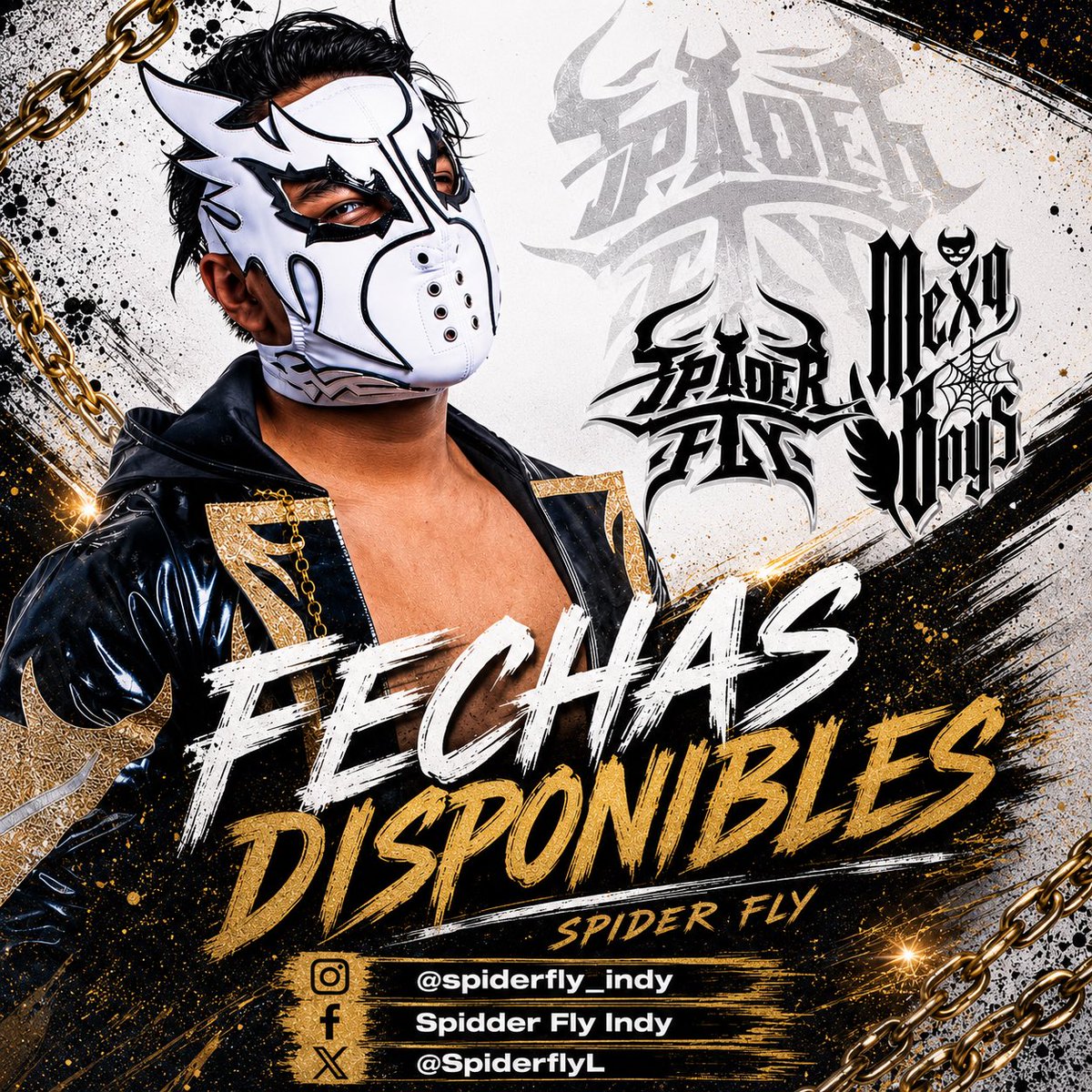 SpiderflyL's tweet photo. 🕷️🚨 ¡FECHAS DISPONIBLES! 🚨🕷️
El vuelo de Spider Fly está listo para llegar a tu función. 🔥
📅 Contrataciones abiertas
🎭 Lucha libre profesional
⚡ Emoción, velocidad y espectáculo garantizados
📩 Manda mensaje para apartar tu fecha.
#SpiderFly #LuchaLibre https://t.co/XYIWQxiX0D