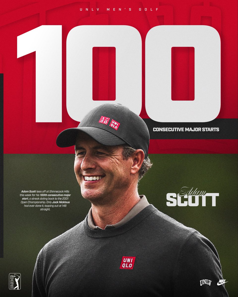 UNLVGolf's tweet photo. 𝐆𝐞𝐧𝐞𝐫𝐚𝐭𝐢𝐨𝐧𝐚𝐥 𝐑𝐮𝐧 💯🏌️

100 consecutive majors for the Rebel All-American from Adelaide 🇦🇺

#GoRebs #RebsOnTour #GreatPutters https://t.co/OmoQq9ICkp