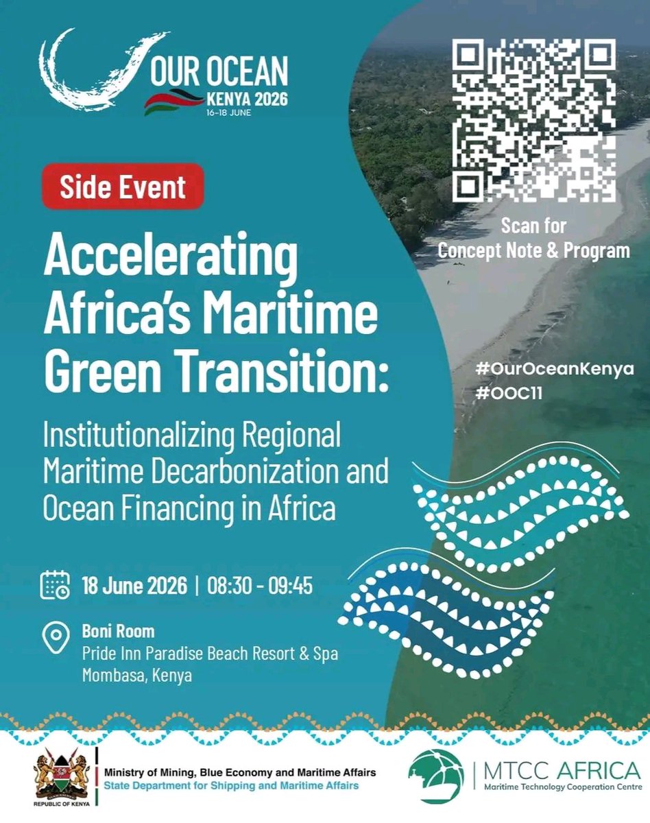 MaritimeKE's tweet photo. The State Department for Shipping and Maritime Affairs will tomorrow on June 18 co-host a side event during the ongoing the 11th Our Ocean Conference (OOC11) in Mombasa. https://t.co/rasp7rXzQJ