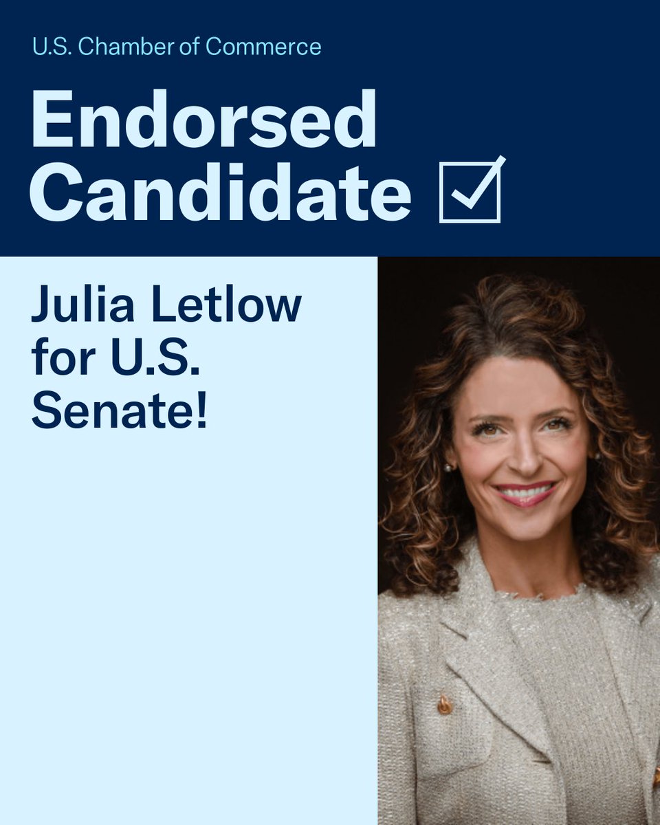 USChamberAction's tweet photo. The @uschamber is proud to endorse @jbletlow for U.S. Senate #LASen.

Read more: https://t.co/4h3gkVCbHZ https://t.co/CO6aUp92WK