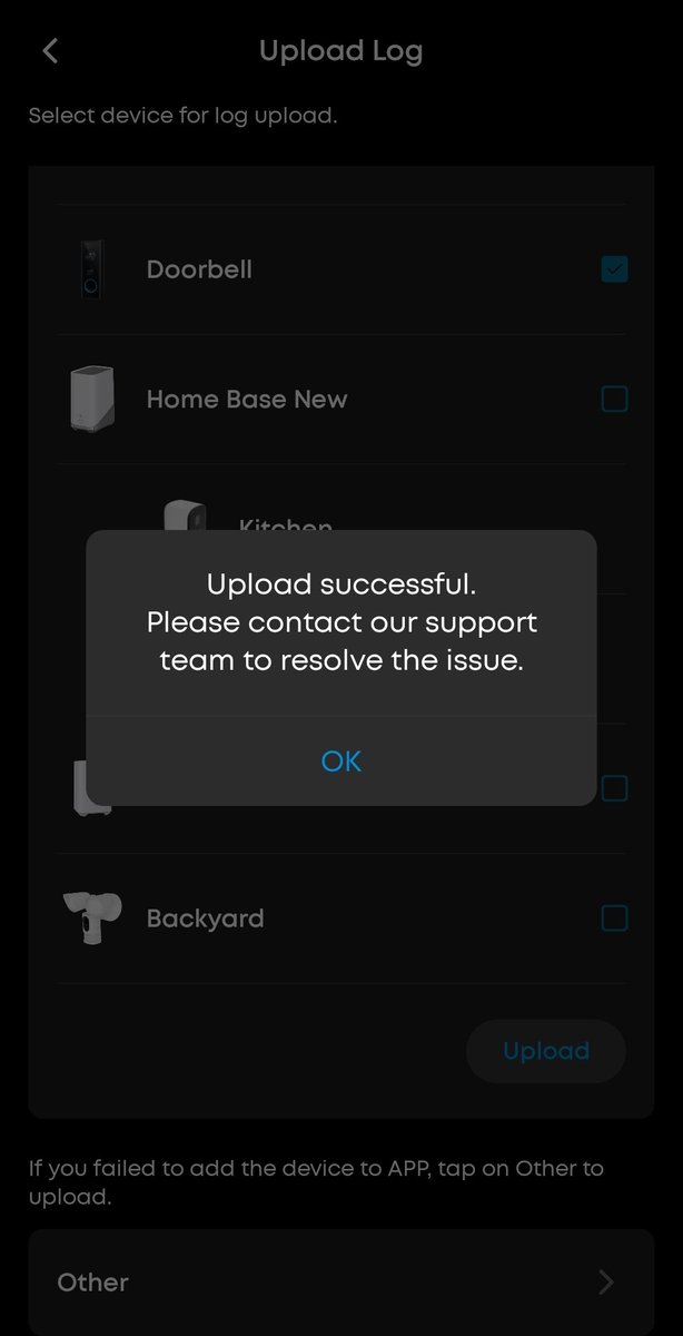 GridNetwork1's tweet photo. @EufyOfficial Cant even upload logs! Avoid buying eufy https://t.co/5d0T1uDzTo