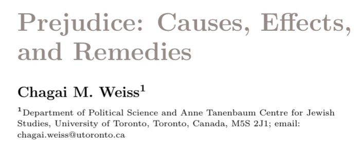 chagai_weiss's tweet photo. What do political scientists know about prejudice? 

I'm trying to answer this question in a new review piece being prepared for submission as an annual review! Comments most welcome!

🔗 to paper: https://t.co/hj6ltpfSzD https://t.co/bOdZmtefBQ