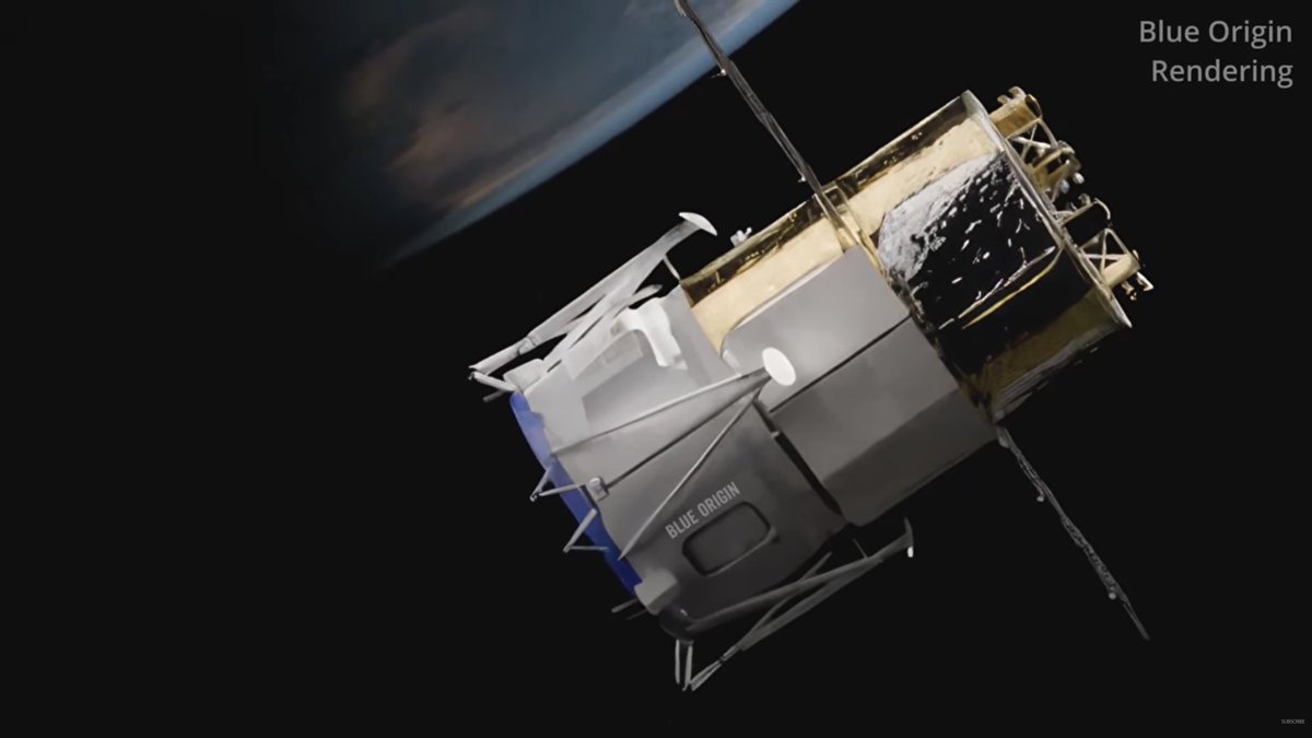 Echo5550's tweet photo. New Blue Moon rendering for Artemis III dropped! It was featured in @SpaceflightNow’s new video!

Honestly it’s a really interesting design. I wonder how the true MK2 will look since the cabin’s are supposed to be the same. https://t.co/dONMfbCy0r