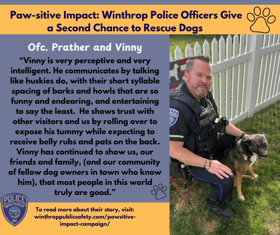 Winthroppolice's tweet photo. A Paw-sitive Impact Campaign: Meet Officer Prather and Vinny: Winthrop Police would like to introduce Officer Guy Prather and his dog, Vinny, as part of the Paw-sitive Impact Campaign.  https://t.co/TAb0a6tMlU https://t.co/9suyIQ8aDZ