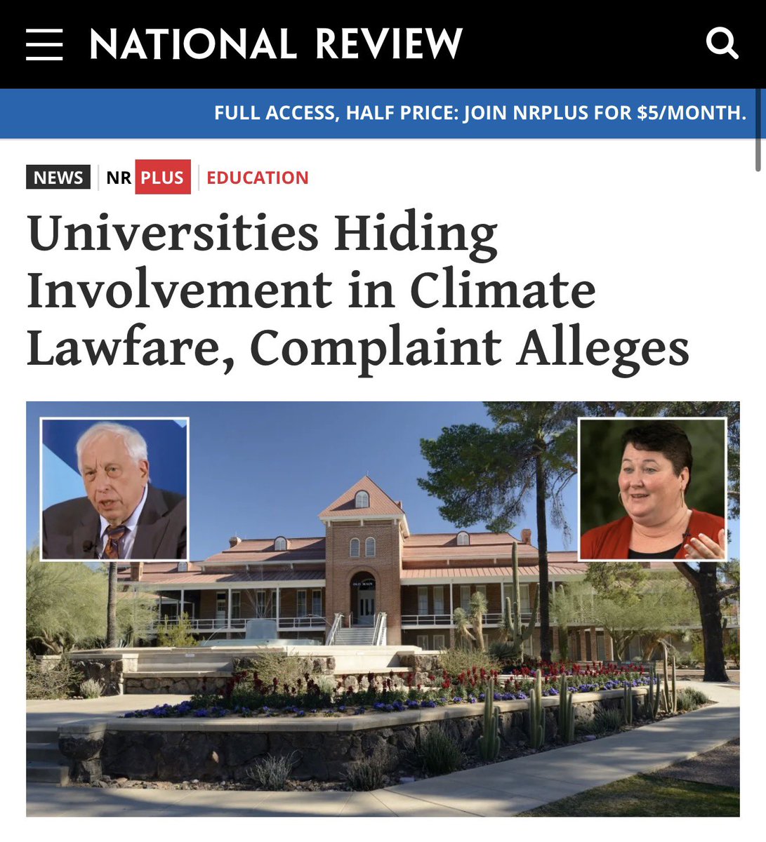 SteveGuest's tweet photo. MUST READ: Universities Hiding Involvement in Climate Lawfare, Complaint Alleges

“The Universities of Illinois and Arizona are attempting to conceal their faculties’ ties to climate activism, according to a new complaint from a watchdog group.

The universities have refused to release records that would reveal the involvement of some members of their faculties in writing a chapter on climate science in a newly released edition of Reference Manual on Scientific Evidence, which federal judges rely on for neutral information. After the chapter was retracted for biased science and conflicts of interest with ongoing climate litigation efforts, the universities denied requests for information in what appears to be a coordinated effort.” https://t.co/CmVrkpiJcJ